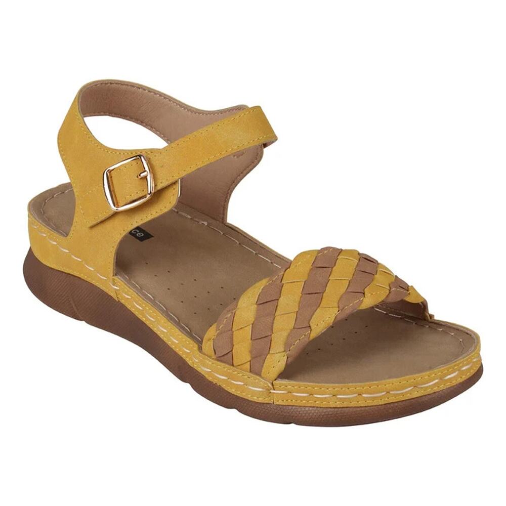 GC Shoes Women's Millis Comfort Flat Sandals, Yellow Size 8.5M